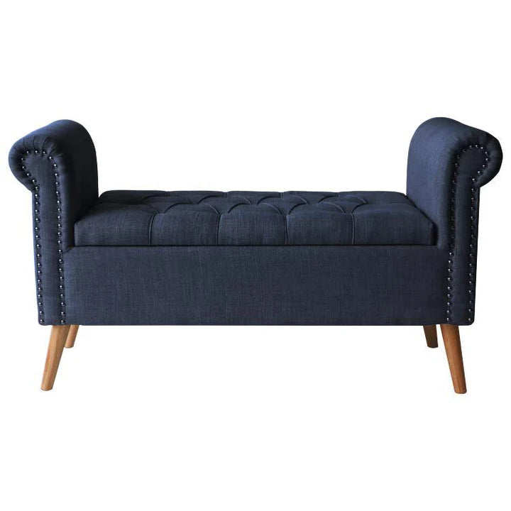 Panca Contenitore Giulietta – Panca Classica Imbottita in Tessuto Antimacchia con Bottoni Decorativi