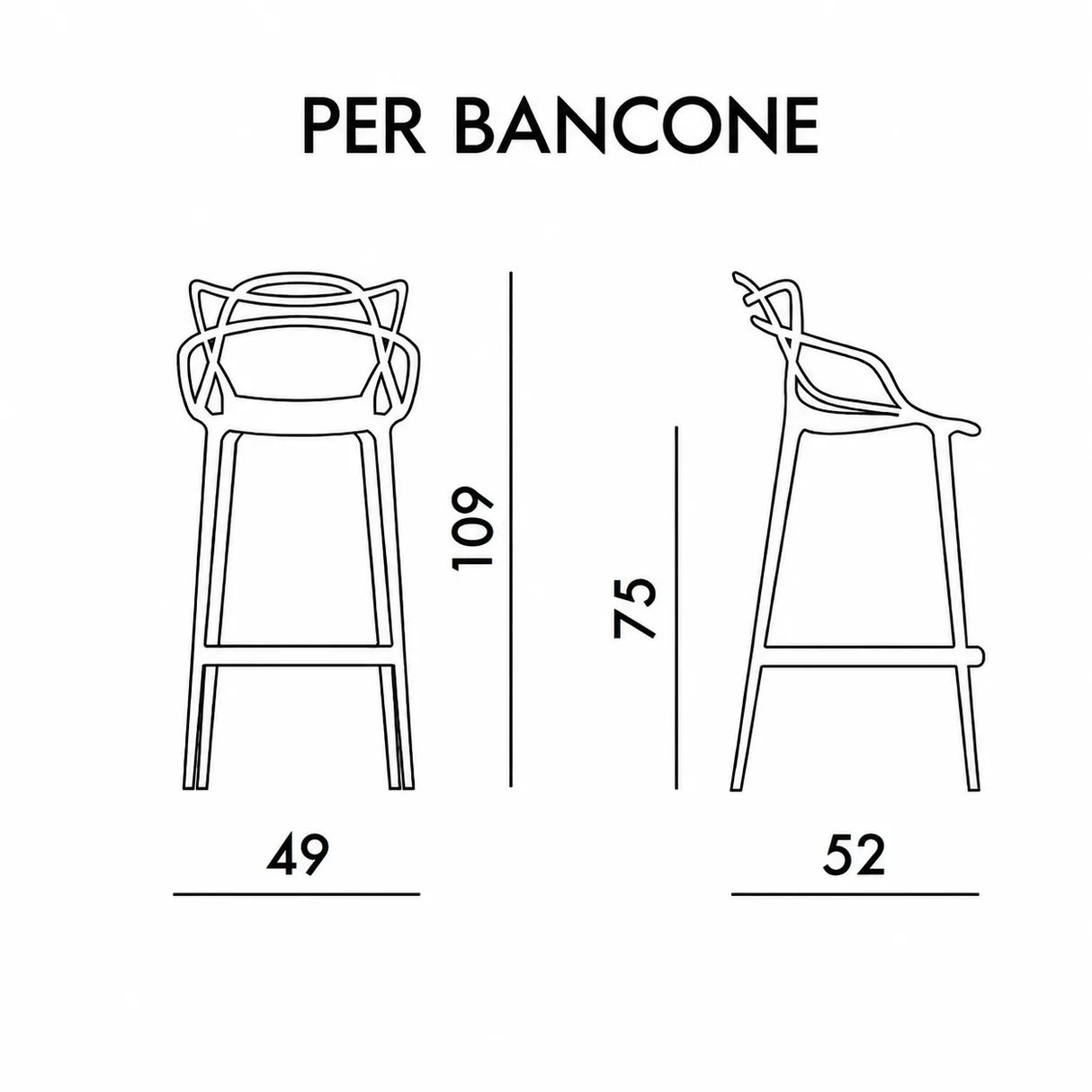 Sgabello 133 Design Moderno in Polipropilene – Altezza per Cucina o Bancone