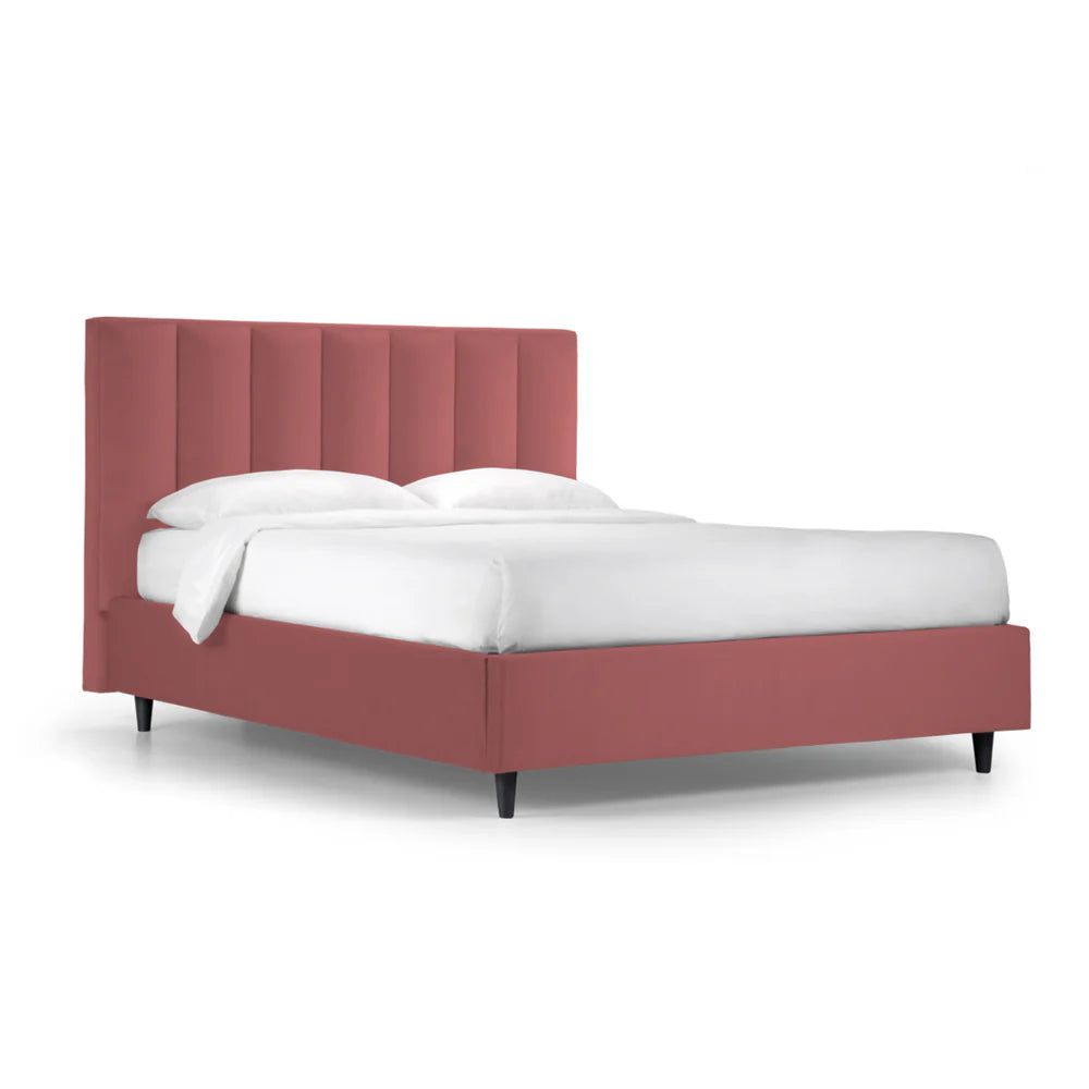 Letto Imbottito Parigi con Box Contenitore e Testiera a Fasce – Made in Italy