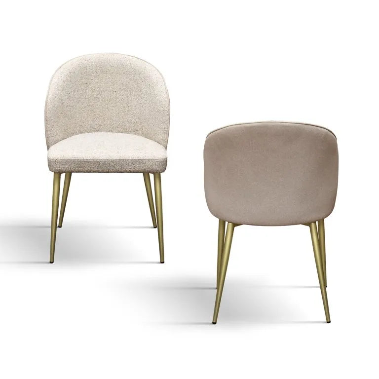 Sedia Wings - Set da 2 - in Tessuto Beige con Struttura in Metallo Champagne