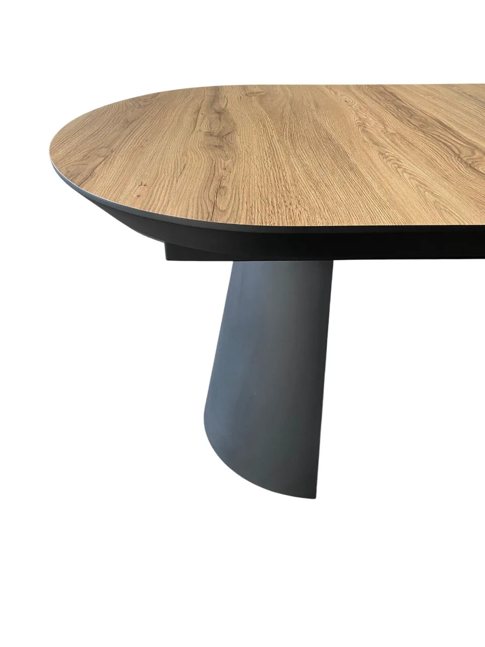 Tavolo Allungabile Point 180–260 cm con Piano Effetto Rovere e Gambe in Metallo Grafite