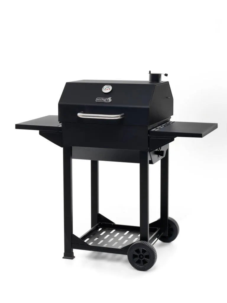 Barbecue a carbone Clint semibarile con affumicatore e griglia in acciaio inox