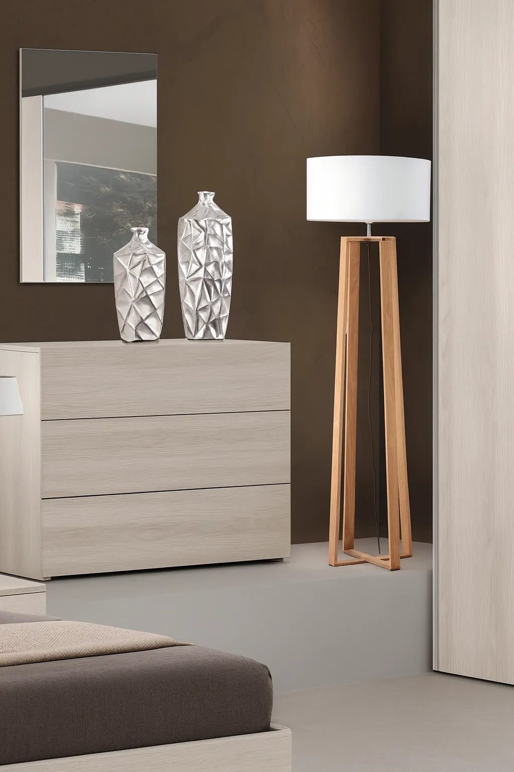 Camera da Letto Salisburgo in olmo chiaro con armadio scorrevole e ante specchiate – Europa Mobili