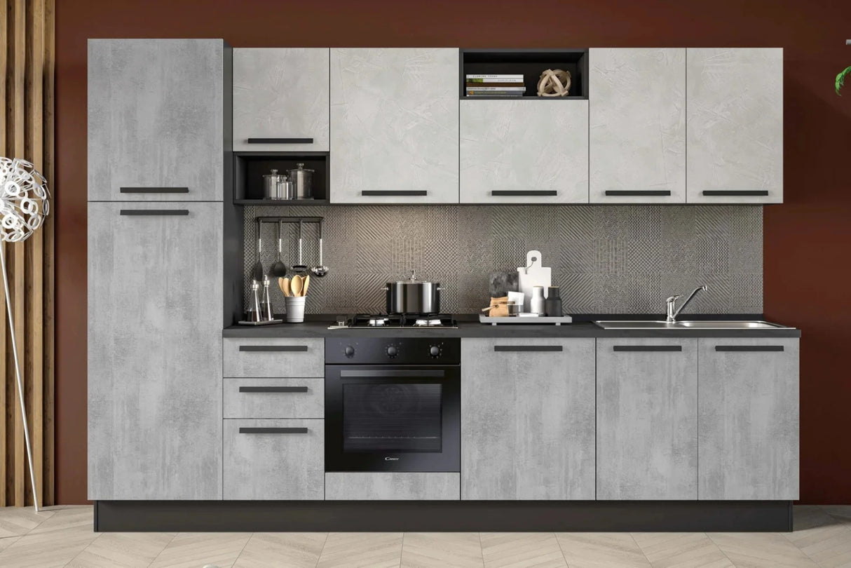 Cucina Clara 315 cm moderna pronta consegna bianco spatolato