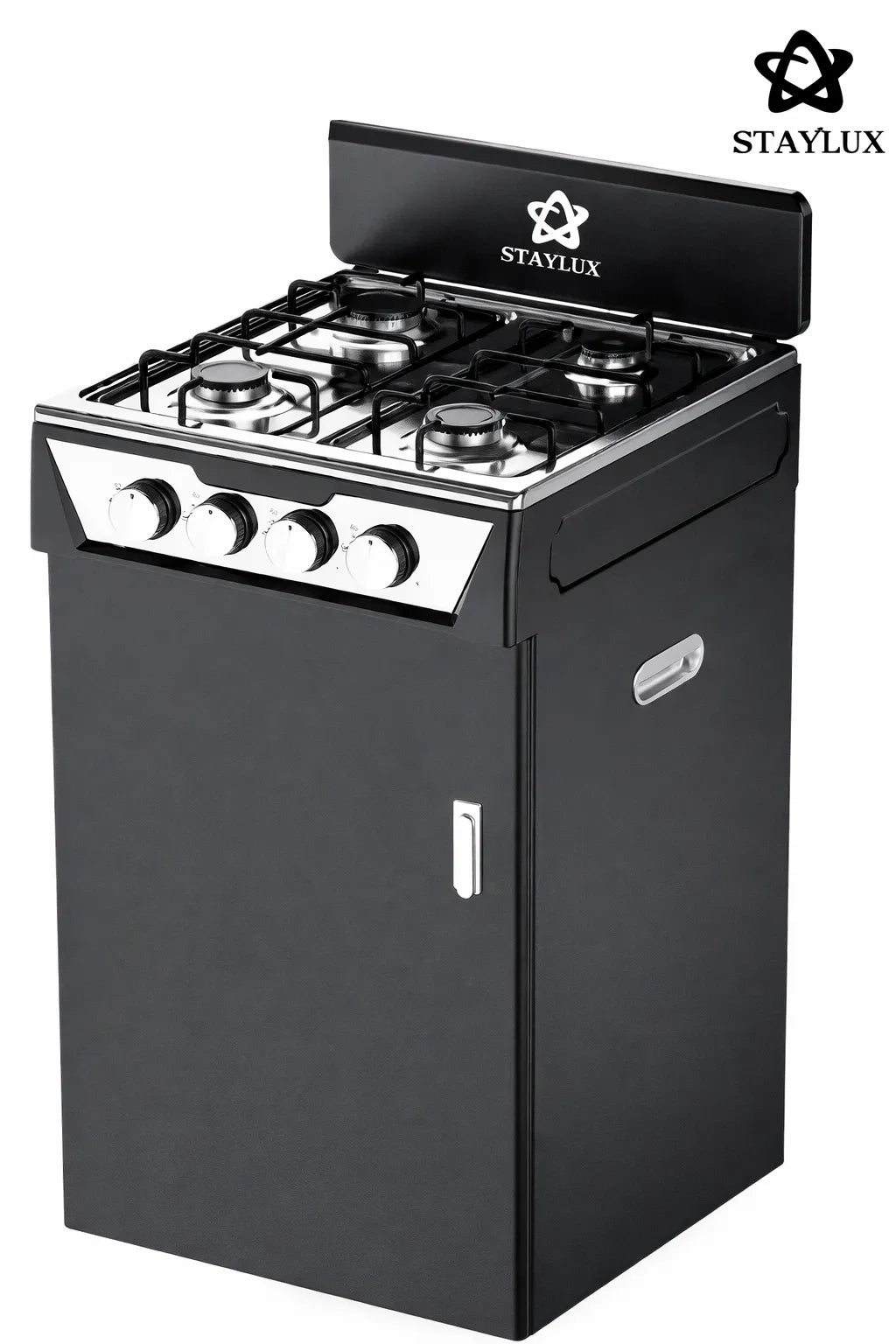 Cucina a gas compatta Staylux 4 fuochi con vano bombola, ideale per spazi ridotti