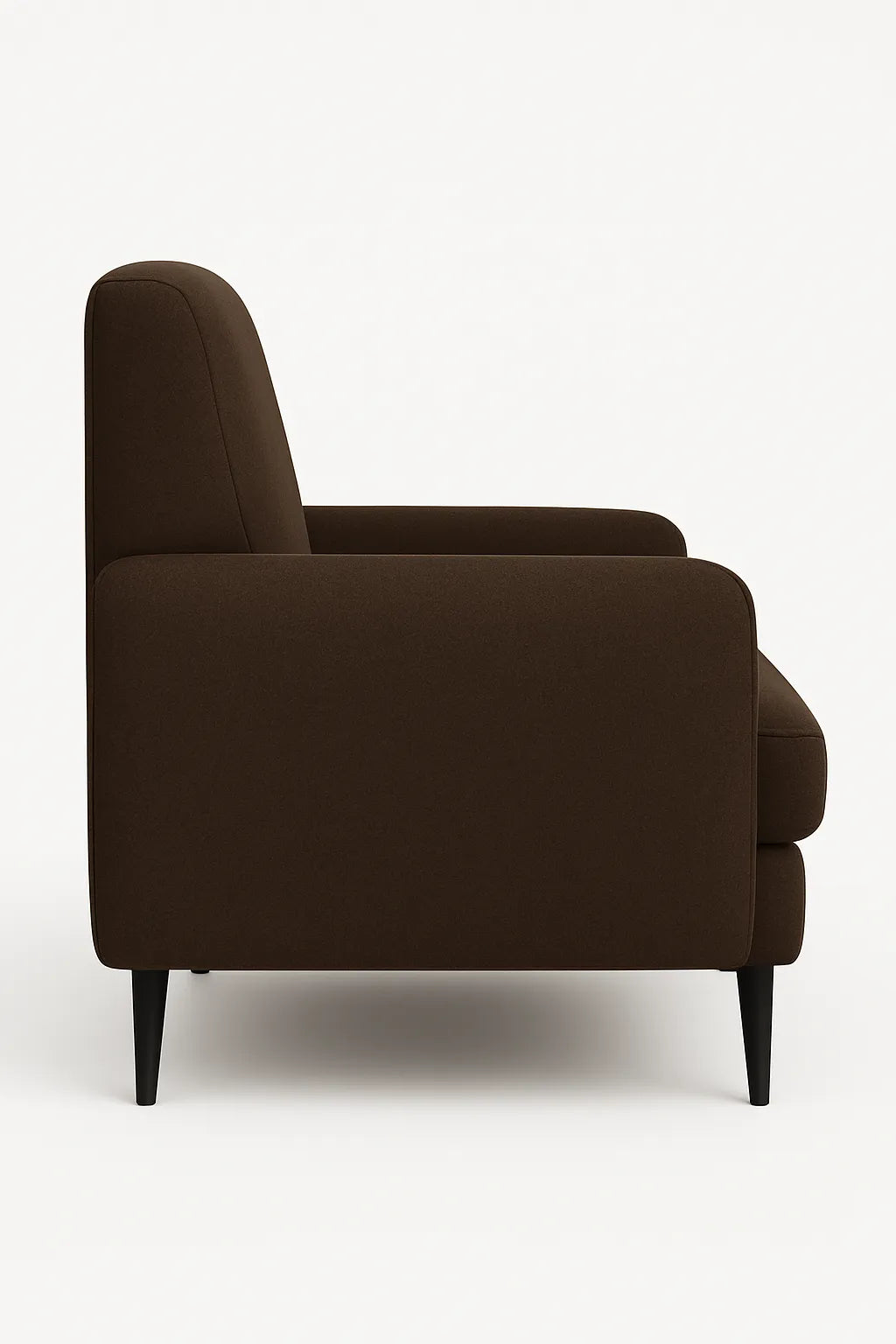 Divanetto in stoffa colore fango elegante e compatto