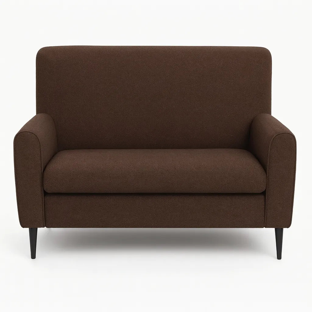 Divanetto in stoffa colore fango elegante e compatto