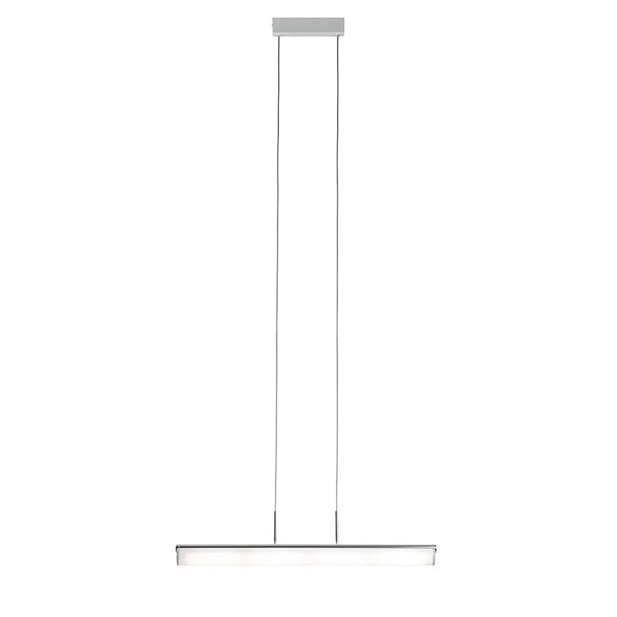 Lampadario a sospensione Fedro in bianco e cromo con LED 35W, design moderno ed elegante.