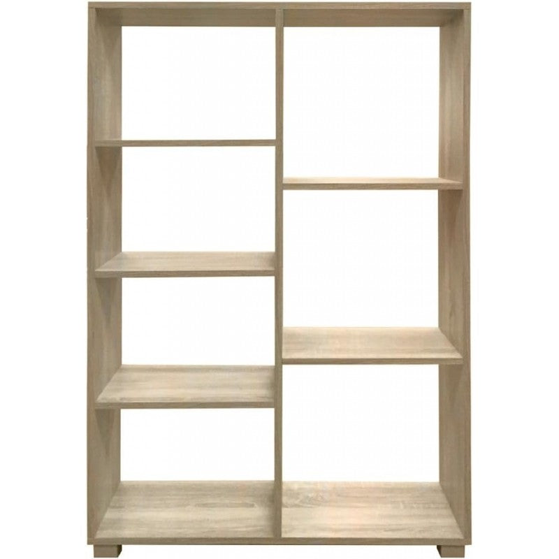 Libreria 7 cubi verticale in legno melaminico rovere o bianco, ideale per libri e oggetti. Perfetta per casa, ufficio e ambienti moderni.