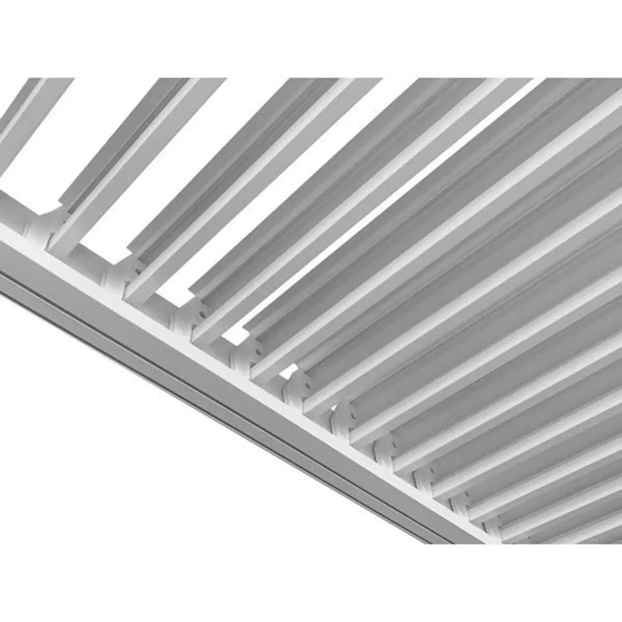 Pergola bioclimatica bianca 3x3,6 m con lamelle orientabili e struttura in alluminio
