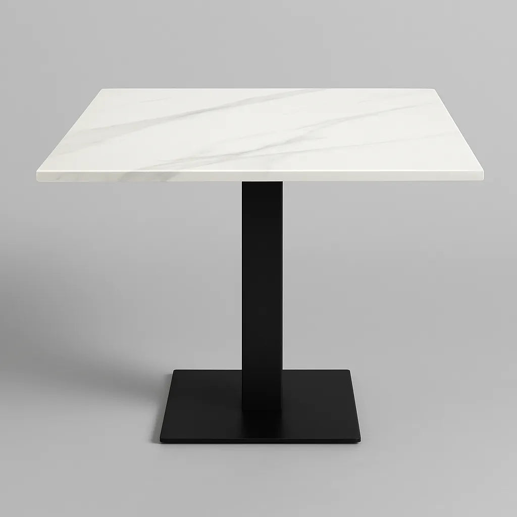 Piano in ceramica quadrato 80x80 cm per tavoli bar e ristoranti, con possibilità di scegliere la base in varie colorazioni.