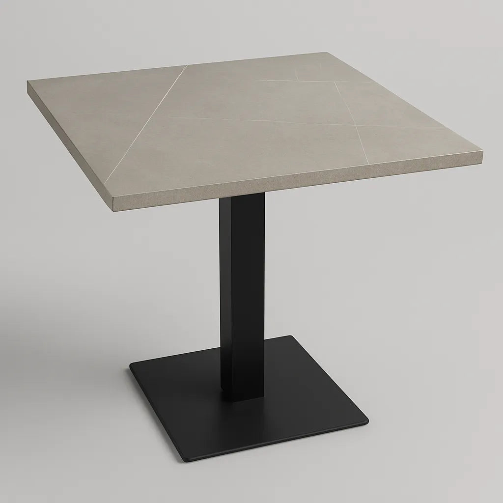 Piano in ceramica quadrato 80x80 cm per tavoli bar e ristoranti, con possibilità di scegliere la base in varie colorazioni.