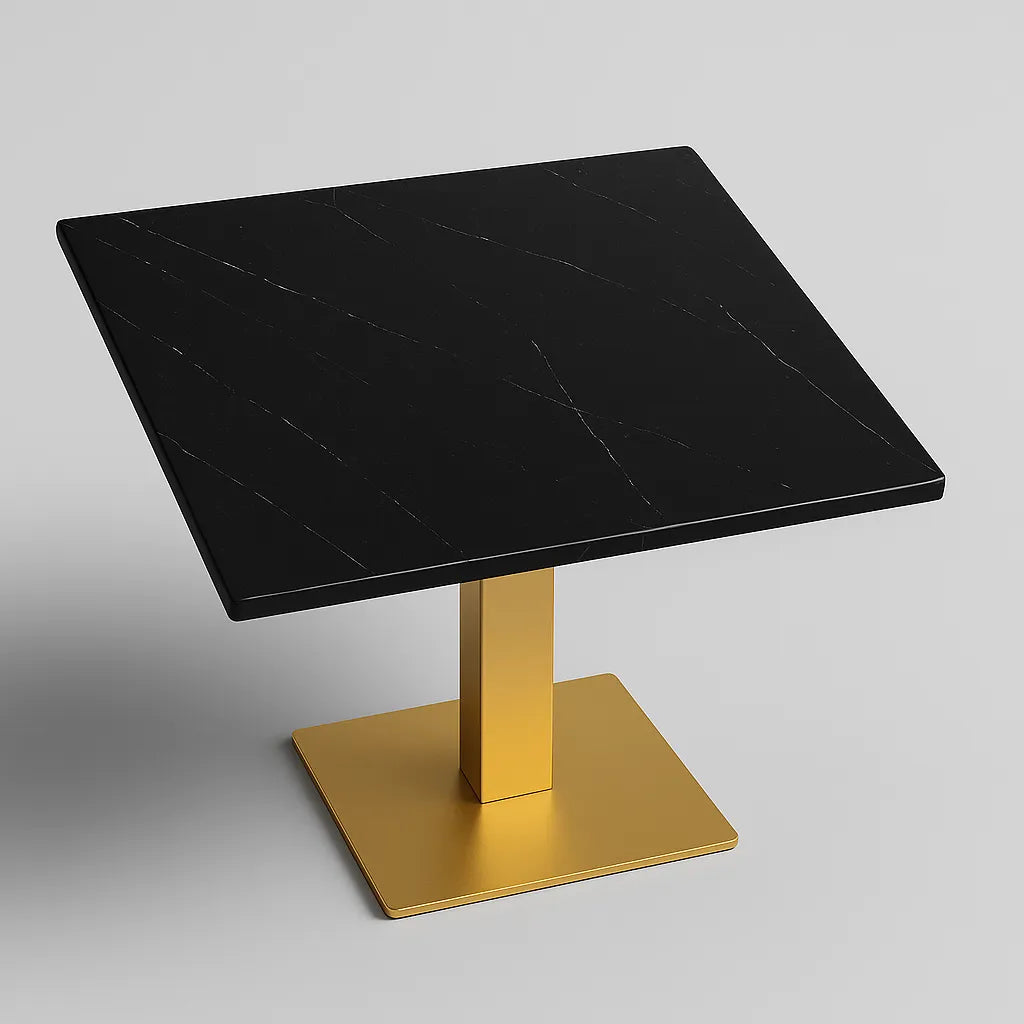 Piano in ceramica quadrato 80x80 cm per tavoli bar e ristoranti, con possibilità di scegliere la base in varie colorazioni.