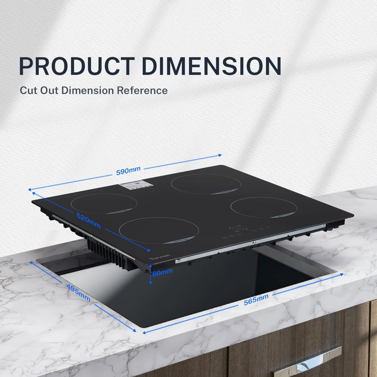 Piano cottura a induzione Topwish 4 fuochi con controllo touch e funzione boost
