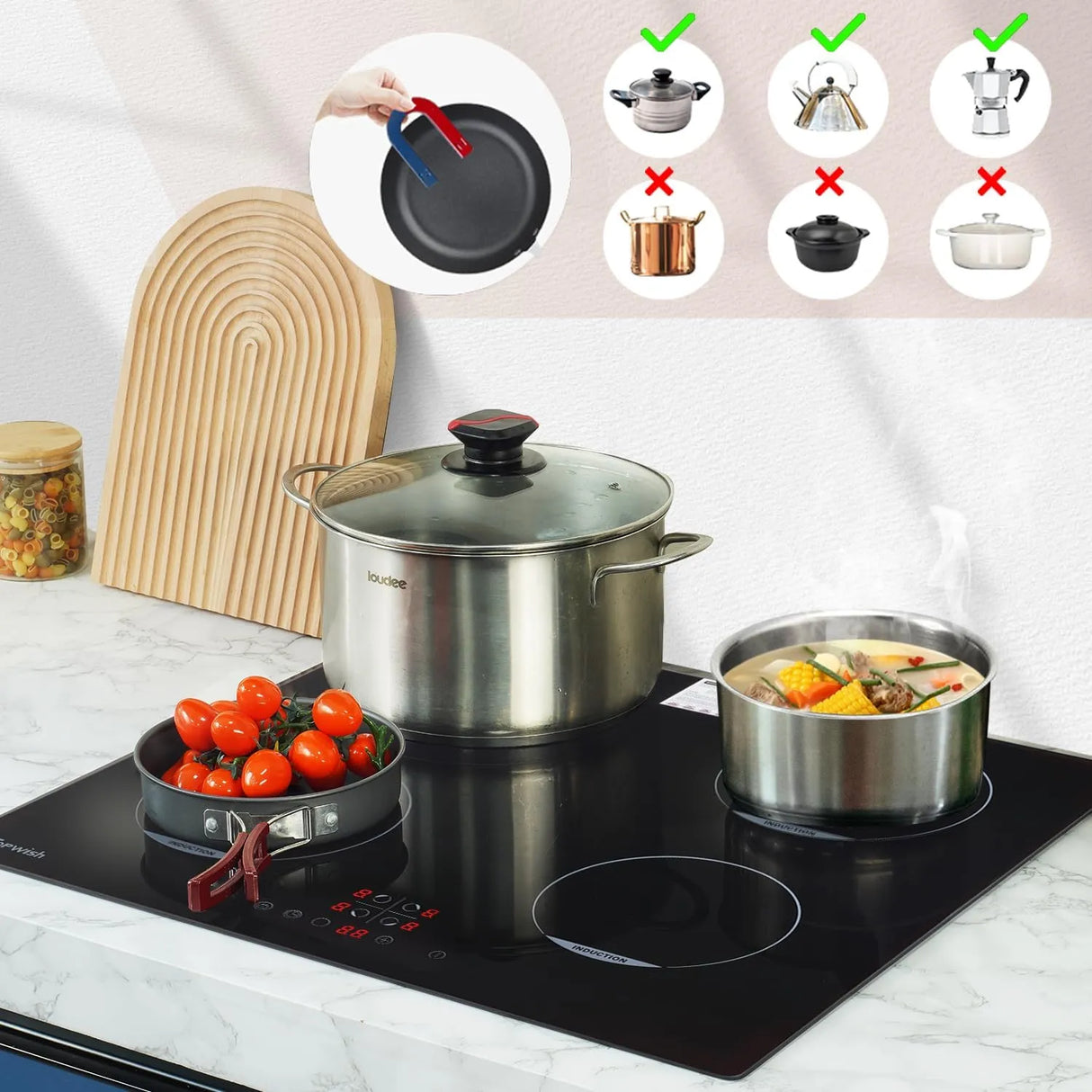 Piano cottura a induzione Topwish 4 fuochi con controllo touch e funzione boost