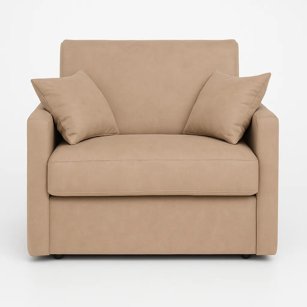 Poltrona letto salvaspazio con materasso 18 cm, disponibile in vari colori e tessuti