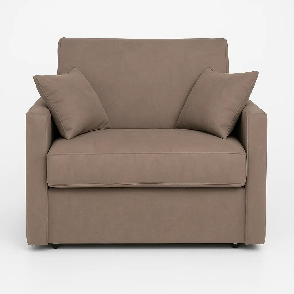 Poltrona letto salvaspazio con materasso 18 cm, disponibile in vari colori e tessuti