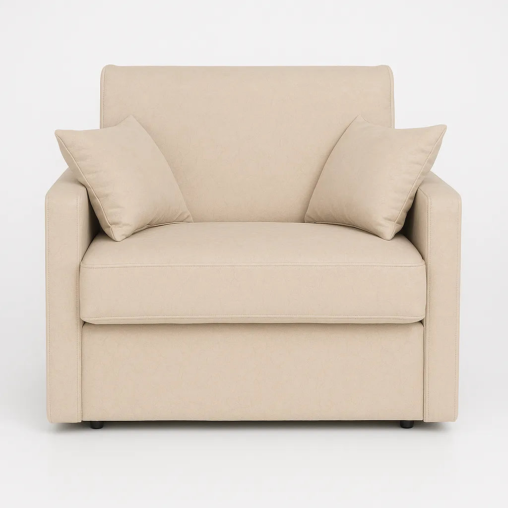 Poltrona letto salvaspazio con materasso 18 cm, disponibile in vari colori e tessuti