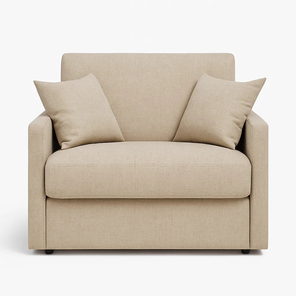 Poltrona letto salvaspazio con materasso 18 cm, disponibile in vari colori e tessuti