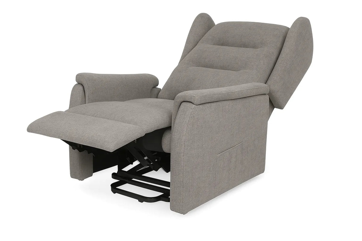 Poltrona relax elettrica Carlotta in tessuto, con 2 motori, funzione alzapersona e telecomando, ideale per anziani o persone con difficoltà motorie