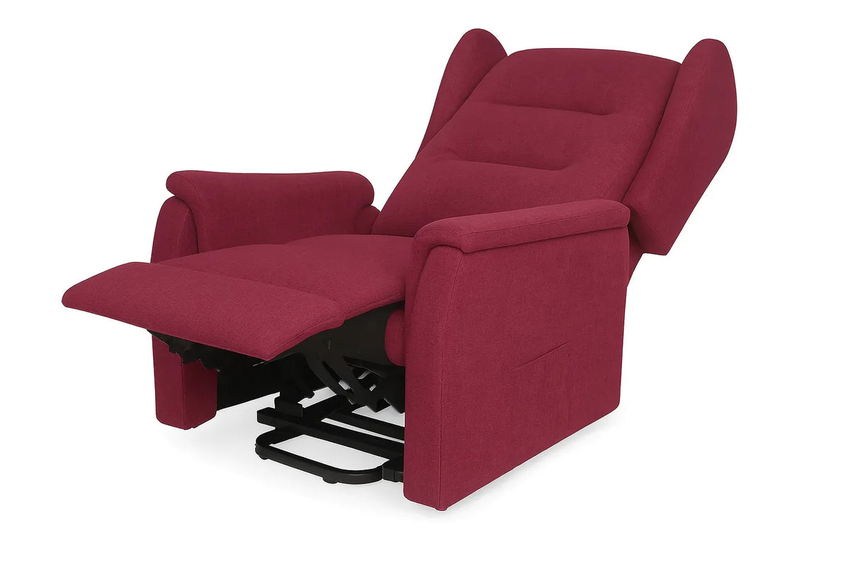 Poltrona relax elettrica Carlotta in tessuto, con 2 motori, funzione alzapersona e telecomando, ideale per anziani o persone con difficoltà motorie