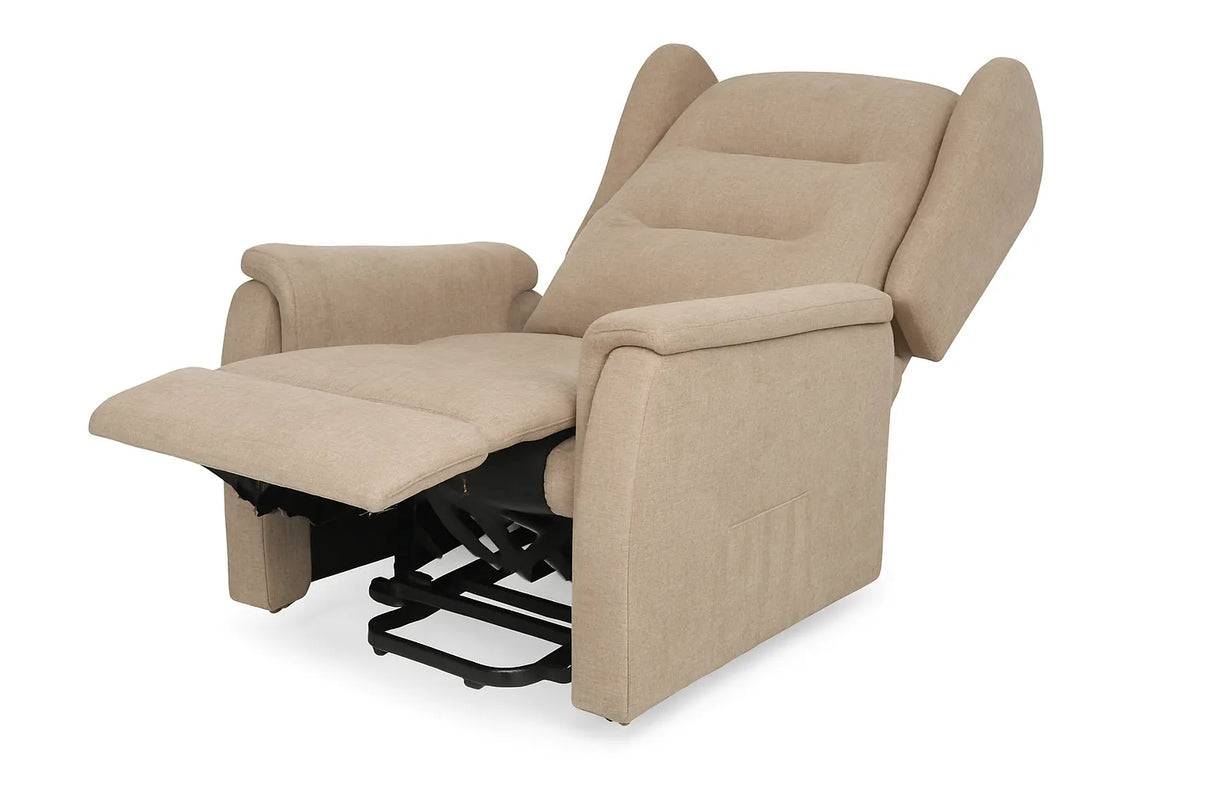 Poltrona relax elettrica Carlotta in tessuto, con 2 motori, funzione alzapersona e telecomando, ideale per anziani o persone con difficoltà motorie
