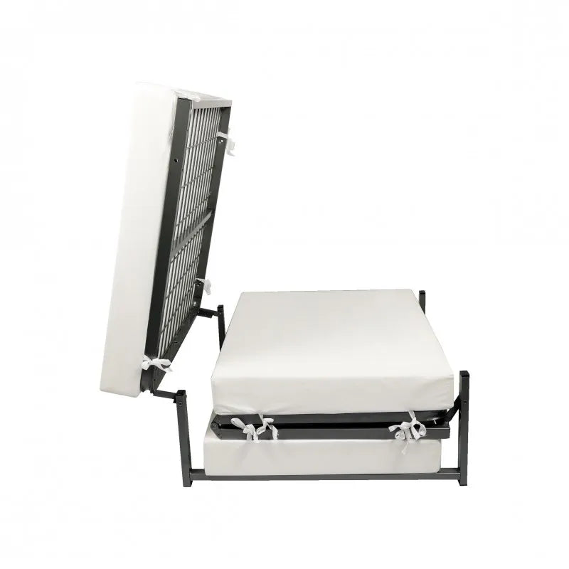 Pouf letto verde trasformabile in lettino, con materasso spesso e struttura pieghevole salvaspazio