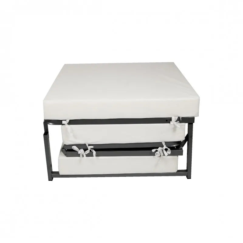 Pouf letto verde trasformabile in lettino, con materasso spesso e struttura pieghevole salvaspazio