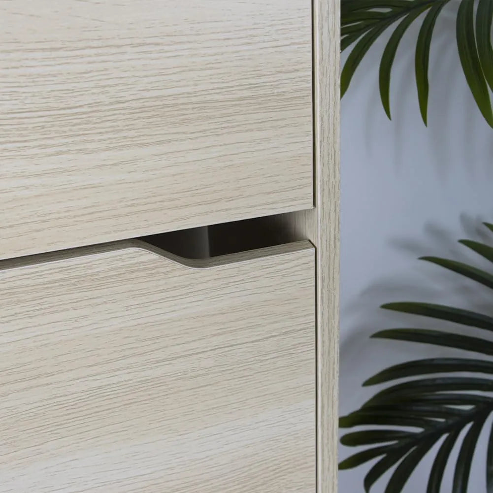 Scarpiera salvaspazio 4 ante ribalta con doppia profondità in legno grigio o olmo, ideale per corridoi e ambienti stretti