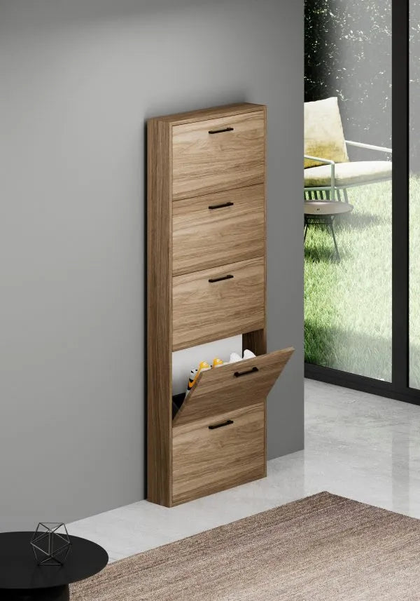 Scarpiera Serena 5 ante moderna in finitura legno, design elegante Made in Italy