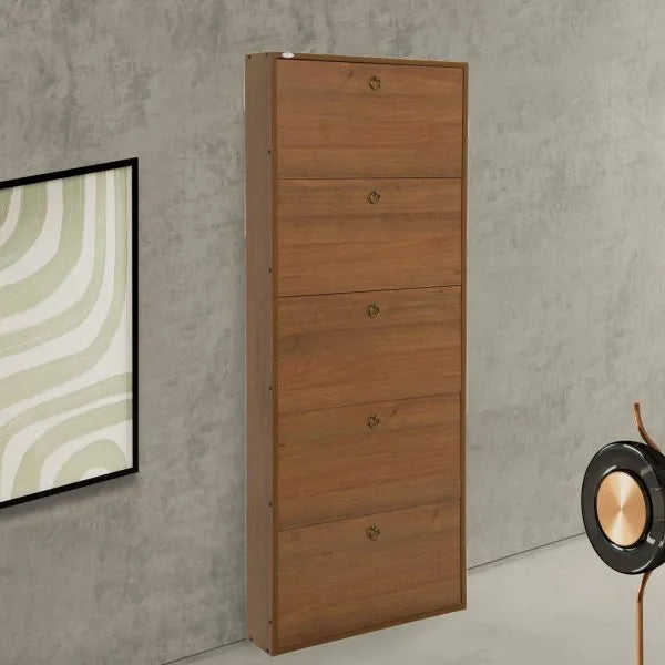Scarpiera Serena 5 ante moderna in finitura legno, design elegante Made in Italy