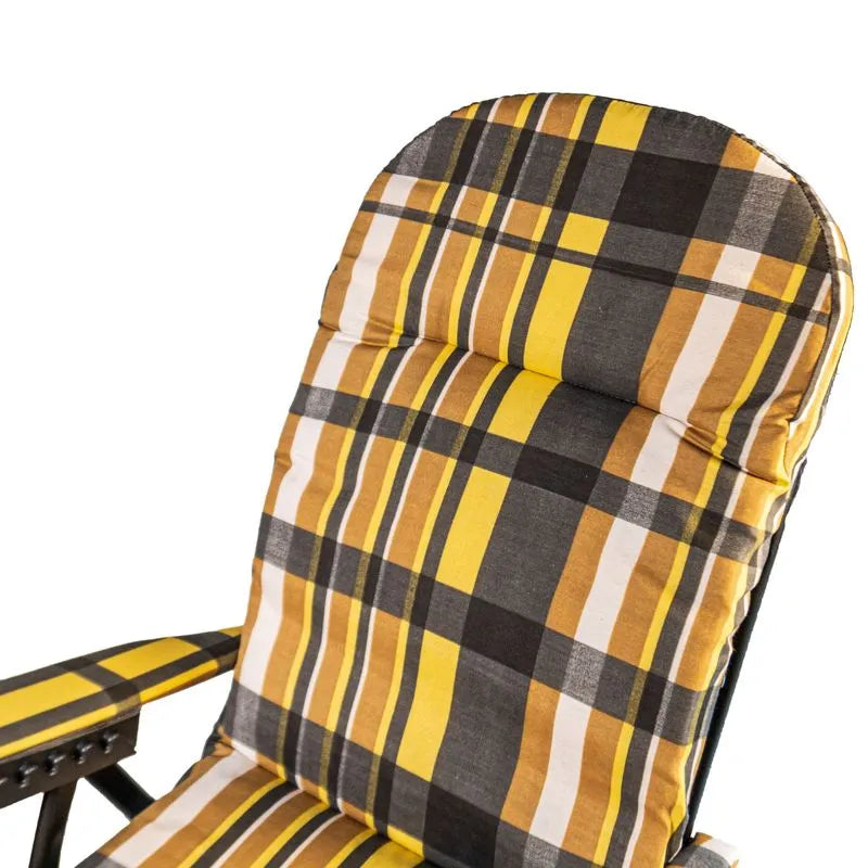 Sdraio Madrid Super Lusso reclinabile con cuscino imbottito, struttura in ferro e poggiapiedi estensibile