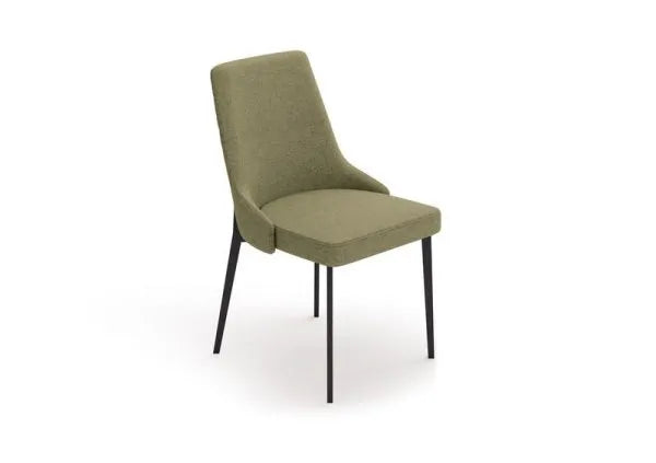 Sedia Ambra Stones moderna con gambe in metallo nero e rivestimento in tessuto beige easy-clean