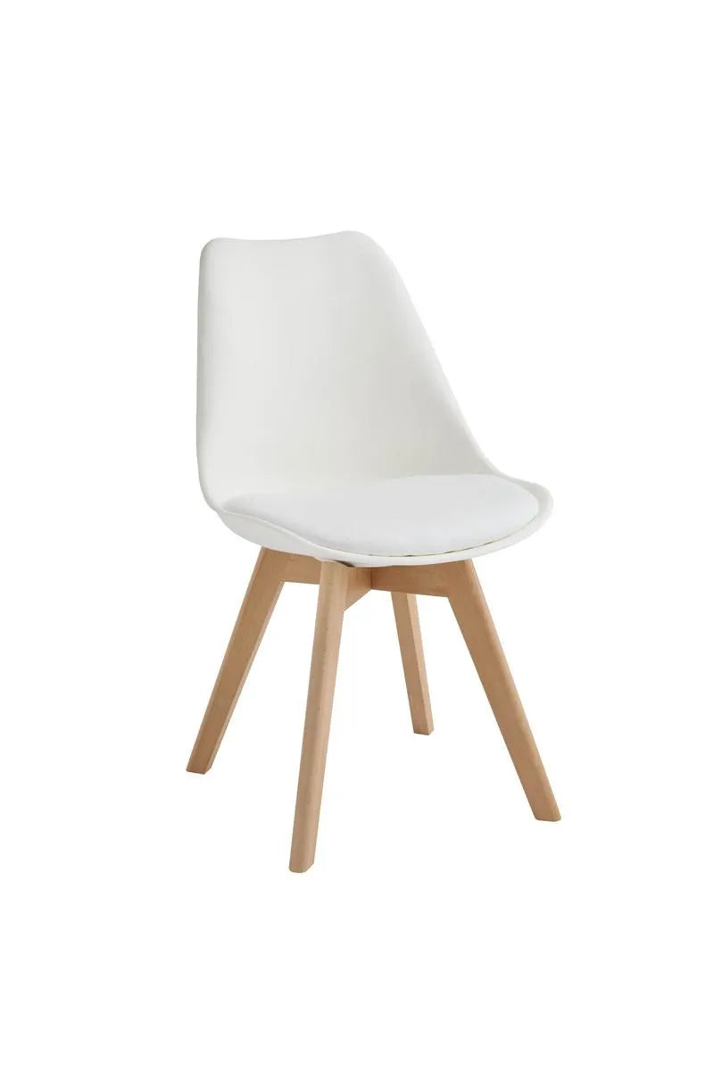 Sedia Carlotta con struttura in legno e seduta in similpelle, design moderno ed elegante