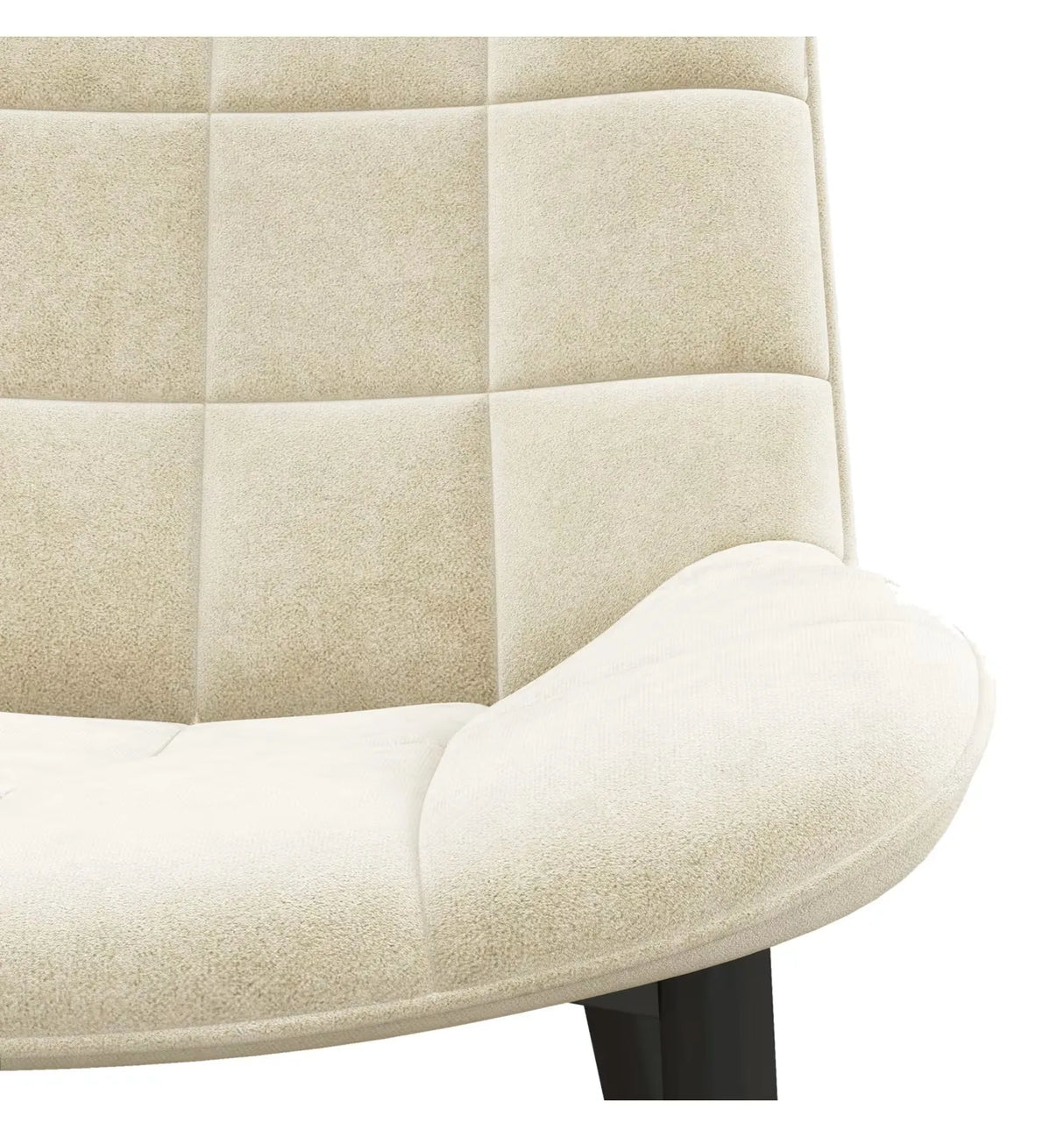 Sedia Cherie in velluto vaniglia con seduta impunturata e gambe in metallo nero