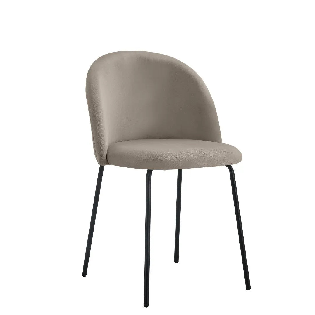 Sedia Denise moderna con seduta in tessuto grigio e gambe nere in metallo