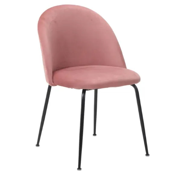 Sedia Denise moderna con seduta in tessuto grigio e gambe nere in metallo