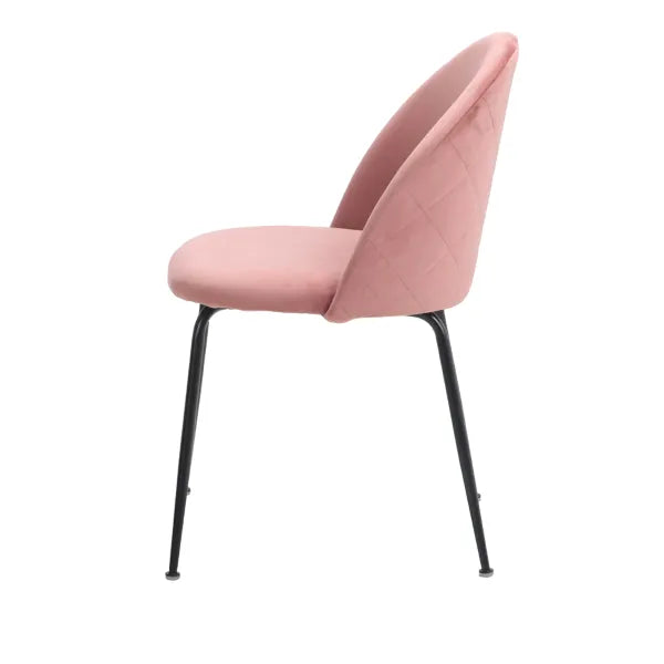 Sedia Denise moderna con seduta in tessuto grigio e gambe nere in metallo