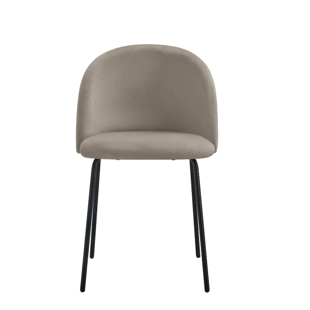 Sedia Denise moderna con seduta in tessuto grigio e gambe nere in metallo