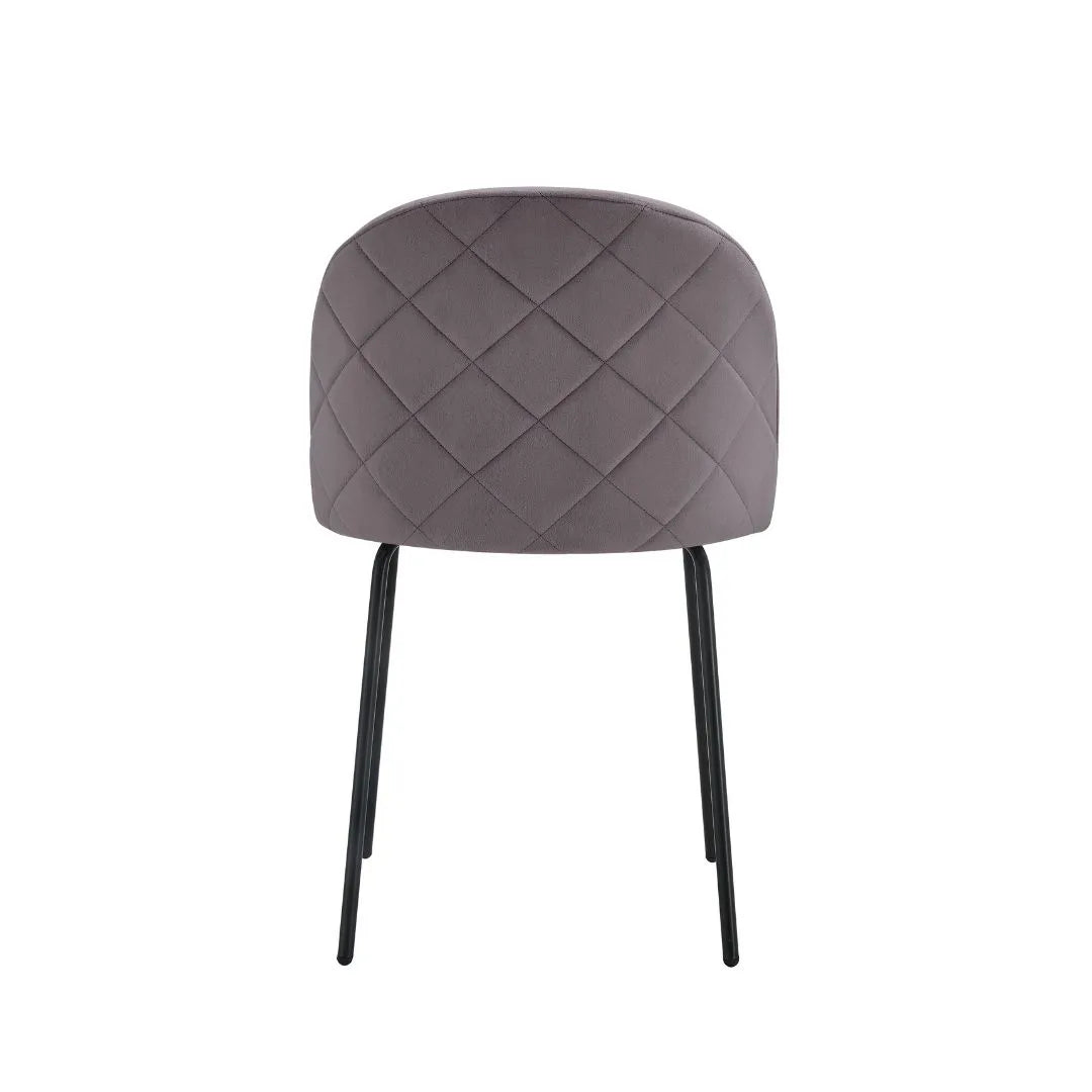 Sedia Denise moderna con seduta in tessuto grigio e gambe nere in metallo