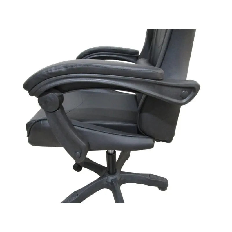 Sedia da ufficio gaming nera con schienale alto e imbottitura in PVC