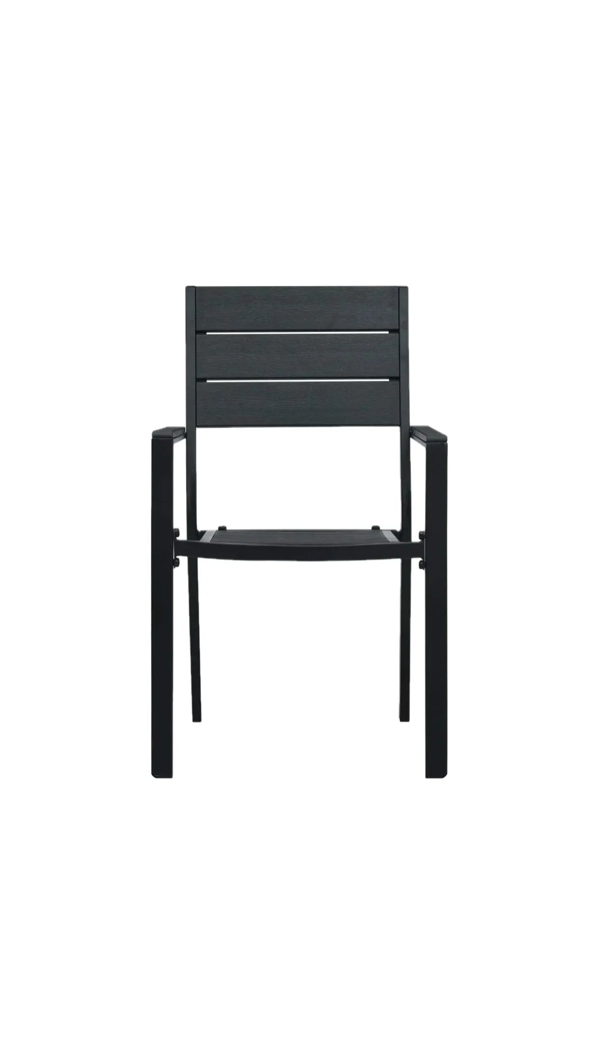 Sedia da giardino Oregon in HDPE effetto legno con struttura in acciaio nero