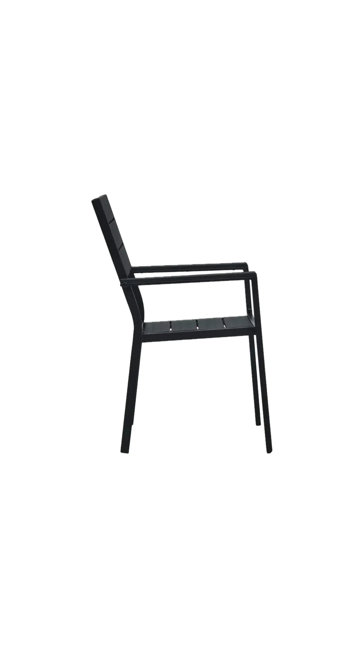 Sedia da giardino Oregon in HDPE effetto legno con struttura in acciaio nero