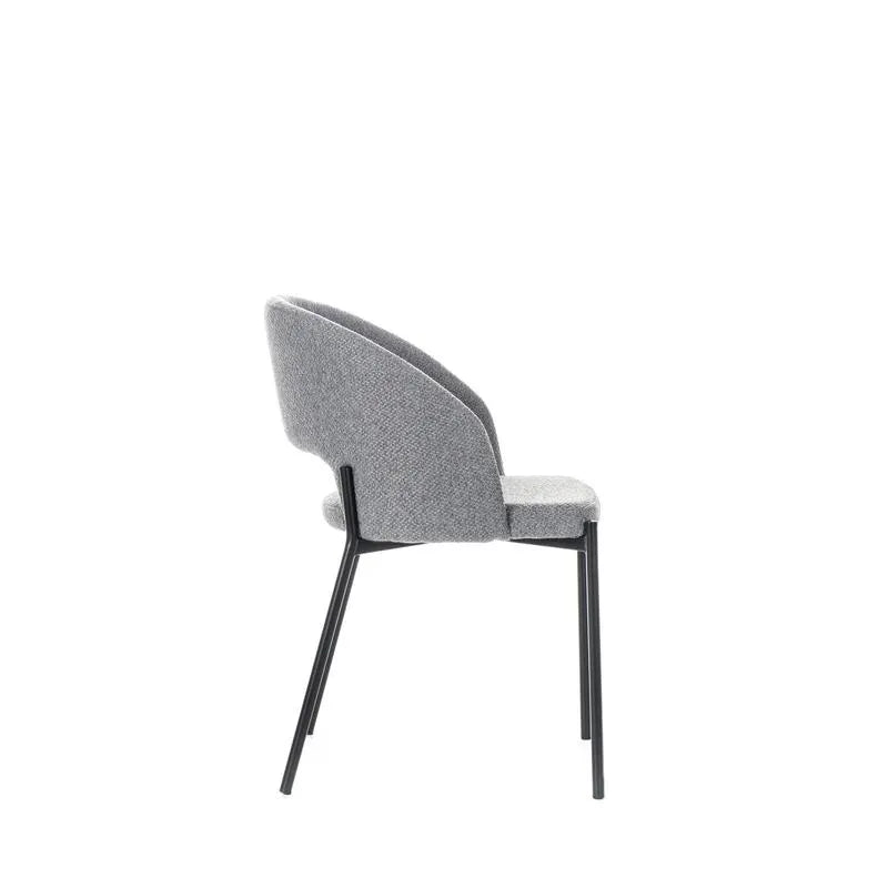 Sedia Greta imbottita in tessuto con gambe in metallo verniciato, disponibile in giallo, grigio e arancione