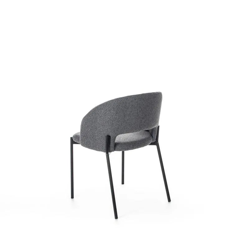 Sedia Greta imbottita in tessuto con gambe in metallo verniciato, disponibile in giallo, grigio e arancione