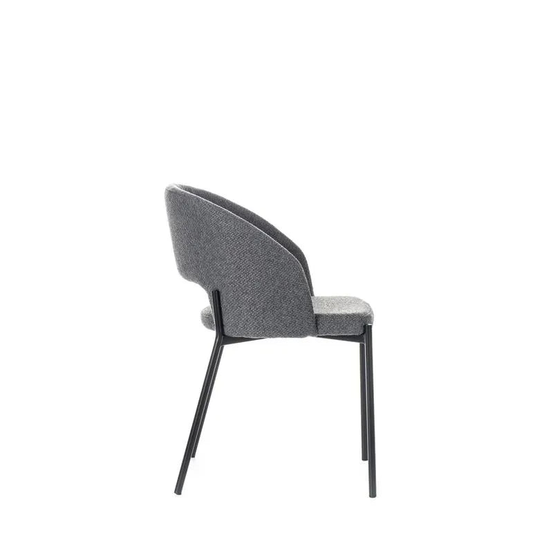 Sedia Greta imbottita in tessuto con gambe in metallo verniciato, disponibile in giallo, grigio e arancione