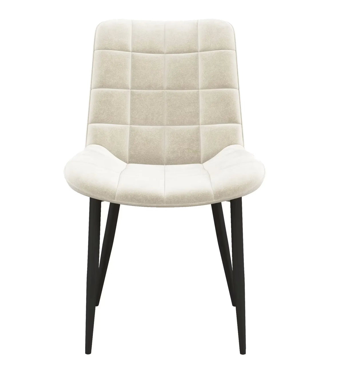 Sedia Cherie in velluto vaniglia con seduta impunturata e gambe in metallo nero