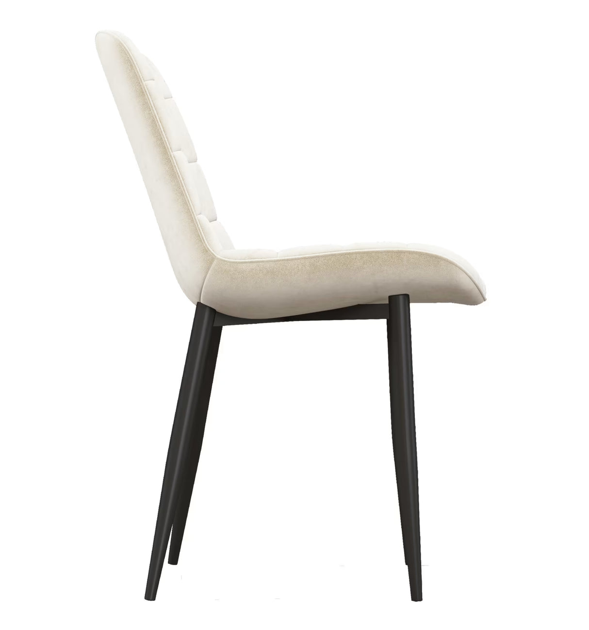 Sedia Cherie in velluto vaniglia con seduta impunturata e gambe in metallo nero