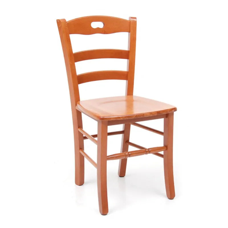 Sedia Loris in legno massello di faggio con schienale a doghe, stile classico per casa o ristorante