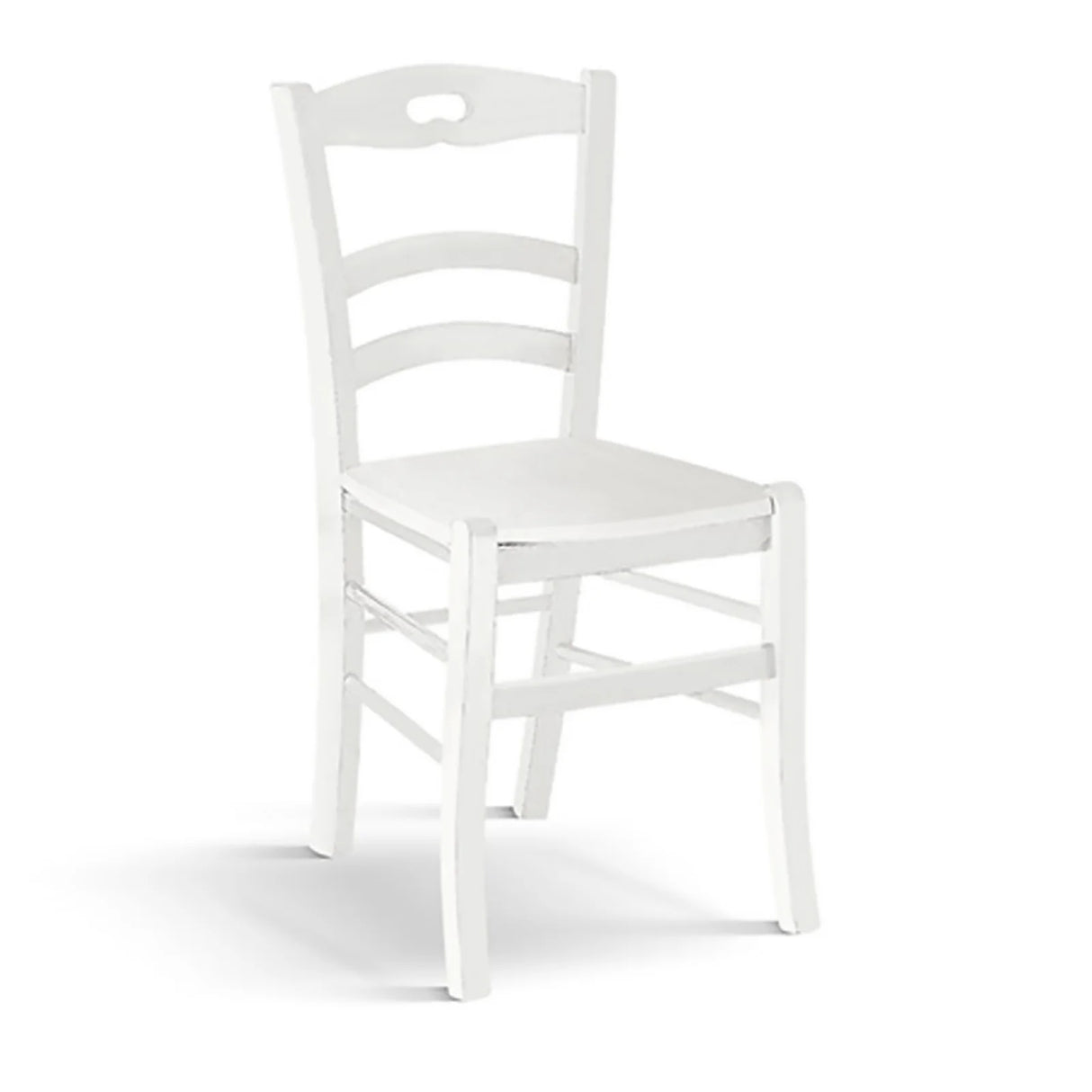 Sedia Loris in legno massello di faggio con schienale a doghe, stile classico per casa o ristorante